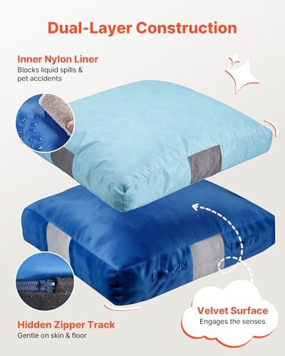 Kids Sensory Crash Pad with Foam Blocks - Large Blue Play Mat, 59.1x59.1x11.8in