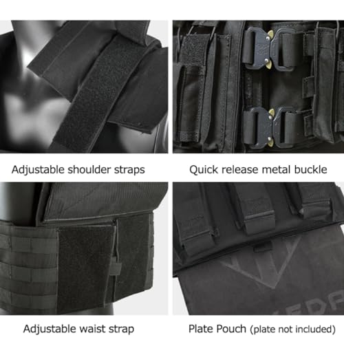 BOMTURN Tan Tactical Outdoor Vest for Men, Modular Molle System, Adjustable Fit