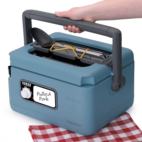 8-Quart Traveling Slow Cooker with Locking Lid Blue - Portable Food Warmer