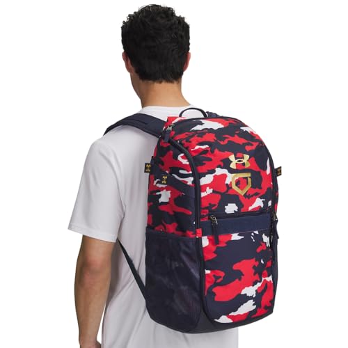 Unisex Baseball Backpack with Water-Resistant Tech - Midnight Navy / Metallic Gold, OSFA