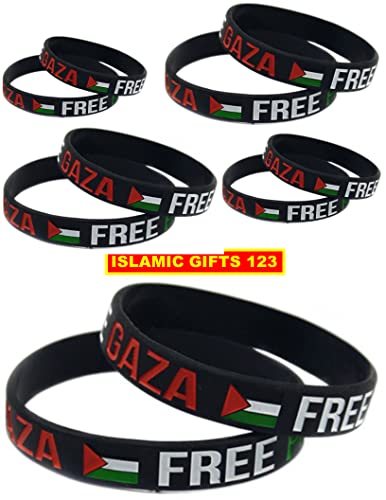 Sports Silicone Wristbands - Free Palestine Bracelets for Women & Men - Waterproof Rubber Support Palestine Flag - 12
