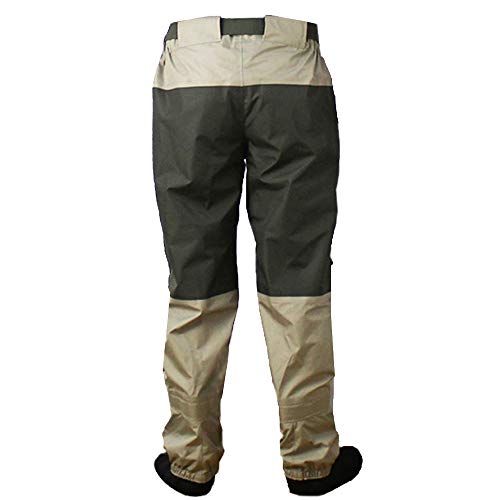 Kylebooker Breathable Stockingfoot Waist High Waders - Medium Khaki & Olive Green