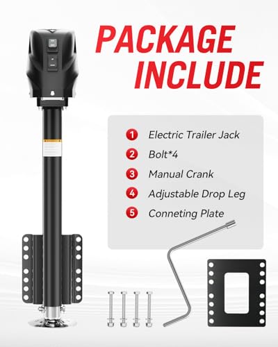 Electric Trailer Jack 5500-7500 lbs Support with 22.6" Travel, 12V DC