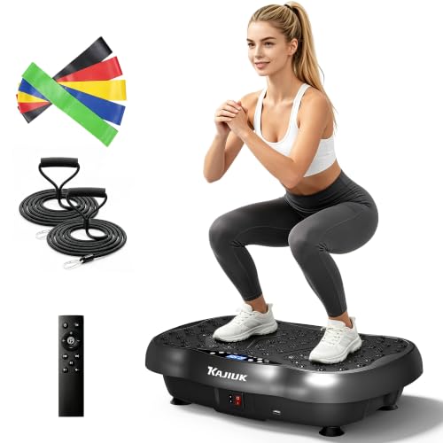 120-Level Vibration Plate Exercise Machine with Resistance Bands for Full Body Workout