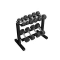 CAP 150 LB Dumbbell Set with Chrome Handles & Black Variation, Rubber Hex Weights & 2-Tier Rack for Home Gym