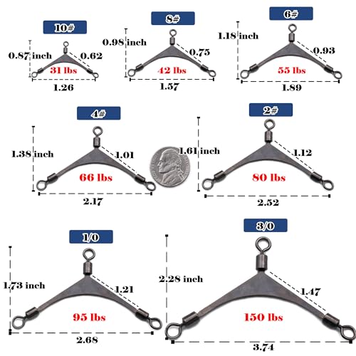 FishTrip 3-Way Fishing Swivels Set - 15 Pieces, Stainless Steel Tackle