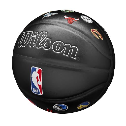 NBA Team Series Basketball - Synthetic Leather, Size 7, Indoor & Outdoor - Black with Logos Variation of Black / Size 7 - 29.5" / Collector Ball