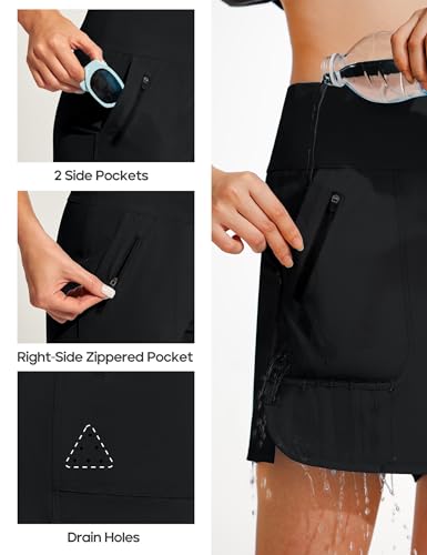 Women’s High Waisted Swim Board Shorts Black XL - Quick Dry Beach Bottoms with Liner