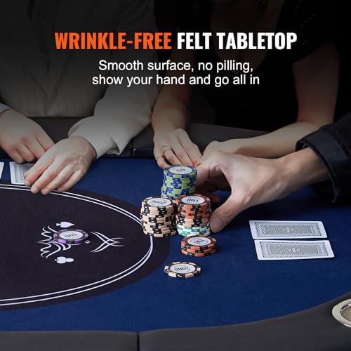 VEVOR 8-Player Foldable Poker Table 72in Casino Card Game Table with Cup Holders