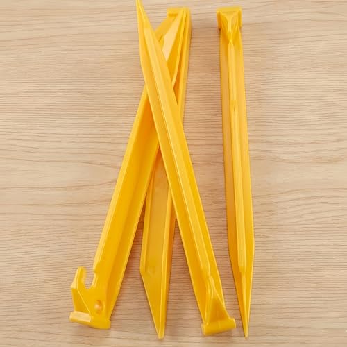 20 Pcs 8.9-Inch Heavy Duty Plastic Tent Stakes for Camping & Outdoor Use - Yellow