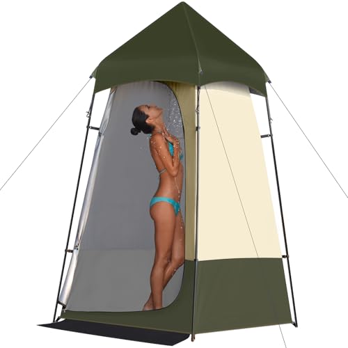 Leader Accessories 6.9FT Portable Camping Shower Tent - Green/Beige, Privacy Shower & Toilet Enclosure