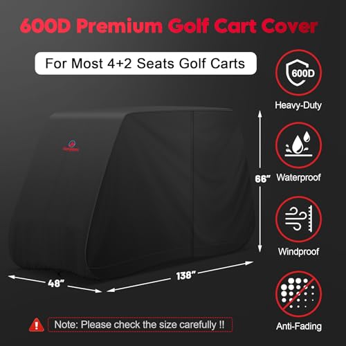 XL 6-Passenger Waterproof Golf Cart Cover with Zippers & UV Protection