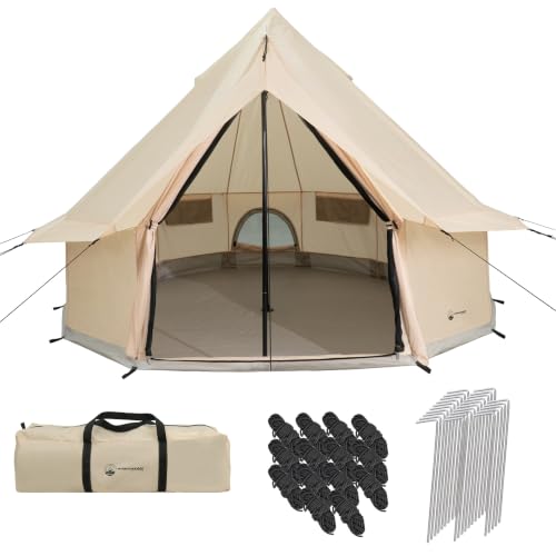 16x16ft Family Camping Tent - Water-Resistant Glamping Bell Yurt with Breathable Design