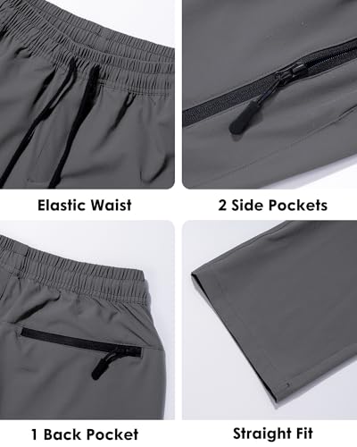 Men's Lightweight Quick Dry Athletic Joggers - Dark Gray, 34