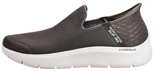 Skechers Men's Slip-On Go Walk Flex Sneakers - No Hands, Taupe/Natural, 10.5