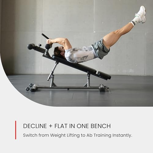 FF Finer Form Black Semi-Commercial Decline & Flat Weight Bench for Home Gym