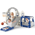 BIERUM 5-in-1 Bus Toddler Playground Set Blue & Gray for Kids 1-3