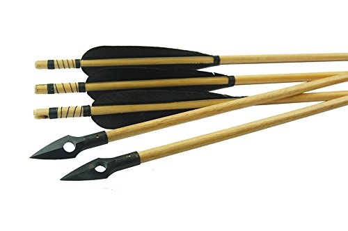 6pcs Iron Archery Arrowheads for Wooden Arrows Black Medieval Hunting Tips