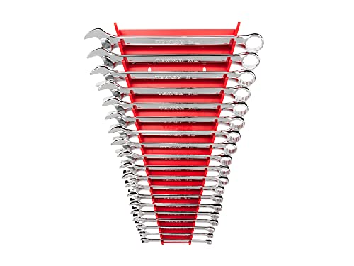 19-Piece Combination Wrench Set with Rack - Metric, Offset & Angled Open Ends