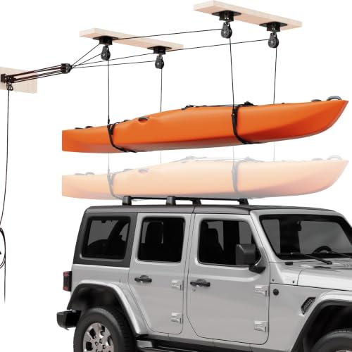 Pacikwest Classic Black Kayak Hoist for Garage Ceiling, 180 lb Capacity