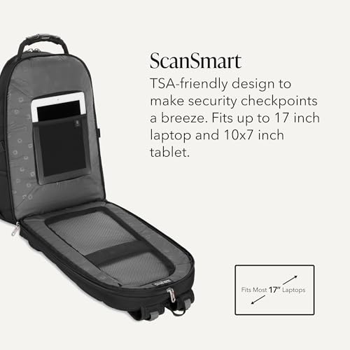 SwissGear 1900 ScanSmart Laptop Backpack 17-Inch Fits 18.5-Inch, TSA-Friendly, RFID Protection, Black, 31L