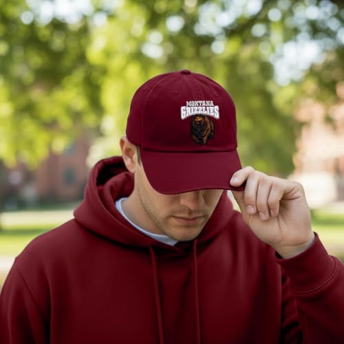 University of Montana Embroidered Baseball Hat - Maroon Adjustable Cap