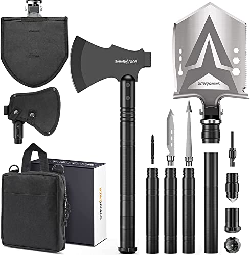 Survival Axe & Folding Shovel Set for Camping & Hiking with Extension Bars