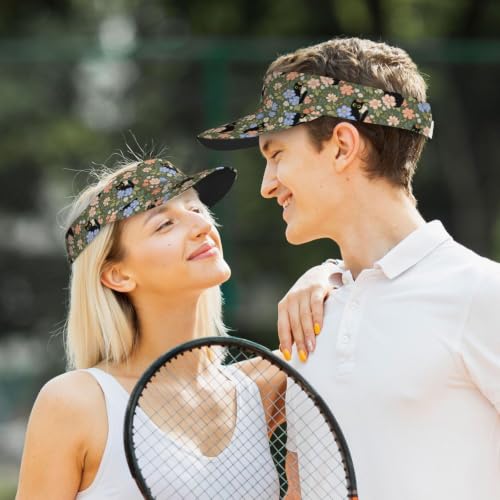 Unisex Adjustable Sports Sun Visor - Floral Black Cat Variation