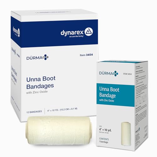 Unna Boot Bandages with Zinc Oxide - 4 Inch x 10 Yards, Case of 12 Rolls - Leg Ulcers & Edema Support, Variation of 12.0