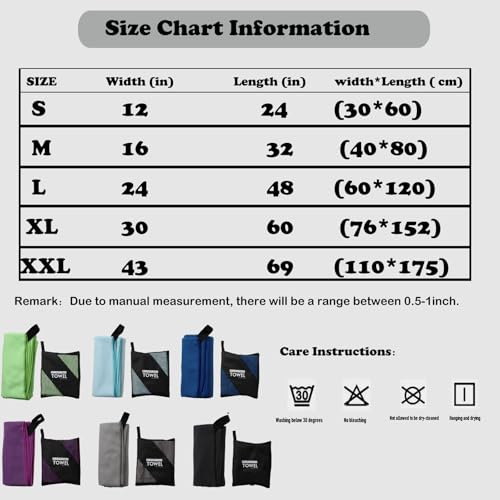 Isuaia Grey 30"x60" Microfiber Quick-Dry Beach Towel - Reusable Lightweight Travel Towel