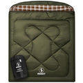 Olive Green Cotton Flannel Double Sleeping Bag for Adults & Couples - 3-Season Comfort