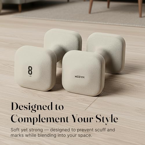 WeGym 8LB Square Dumbbells for Home Gym, Anti-Slip Hand Weights, Space-Saving