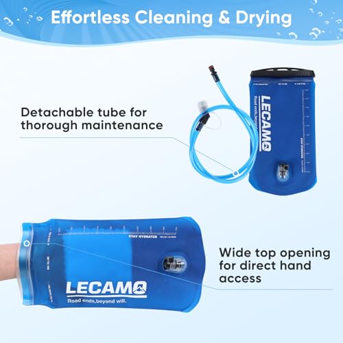 2L Hydration Bladder with Insulated Tube - Navy Blue Leak-Proof Water Reservoir for Hiking & Cycling