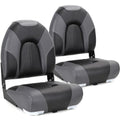 Marine Folding Boat Seats 2 Pack - Charcoal/Black, High Back, Waterproof, Includes Mounting Screws