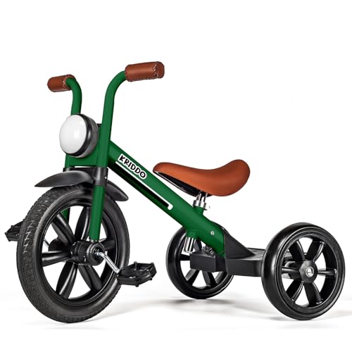 KRIDDO Toddler Tricycle for 2-5 Years - Green, Front Light & Safety Features