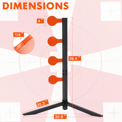 AR500 Steel Dueling Tree Target Kit with 4" x 1/4" Steel Paddle - Auto Reset Shooting Target