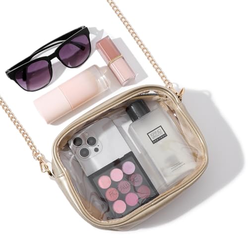 TOBVZOO Clear Bag Stadium Approved Crossbody Transparent Bag - Gold