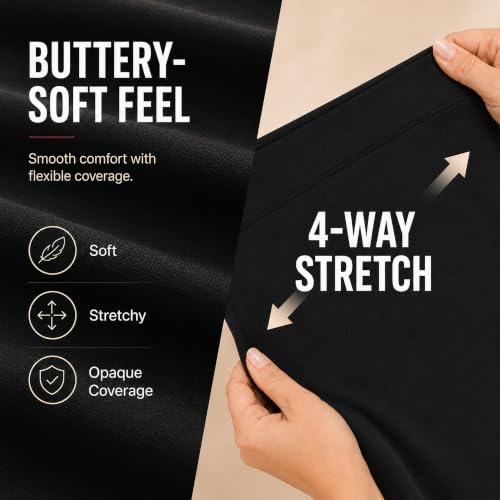 Plus Size High-Waisted Stretch Leggings for Women 26 Inch XX-Large Black 3 Pack