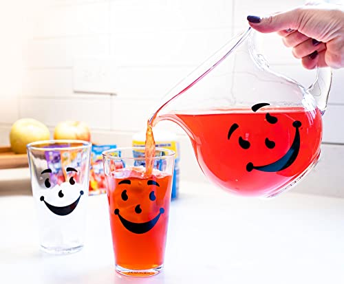 Kool-Aid Man Glass Pitcher and Pint Glass Set - 64oz Beverage Dispenser & 16oz Glassware