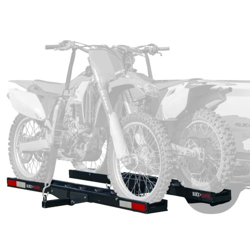 Double Bike Carrier for 2 Dirt Bikes Aluminum Hitch Mount with Ramp - Black Widow