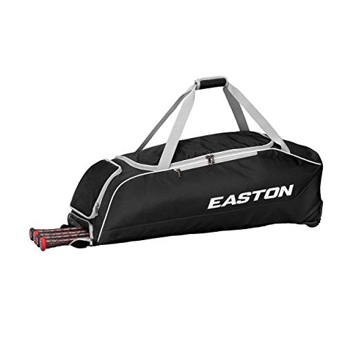 Baseball & Softball Equipment Bag with Wheels - Black & White, 38-Inch Capacity