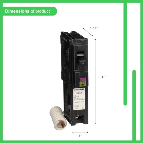 Square D Homeline 20 Amp Mini Circuit Breaker 1" Plug-In, GFCI/ARC Combo, 120V