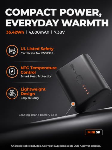 ORORO Men's Lightweight Heated Vest - 4-Zone USB-C Battery Puffer Vest, Large Black