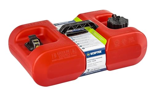 Scepter 3-Gallon Portable Marine Fuel Tank with Built-In Gauge & Vented Cap - Underseat Design