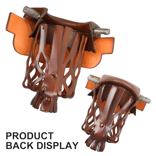 Brown 6-Piece PU Leather Billiard Pockets Set with Basketweave Pattern