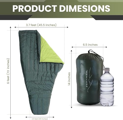 Ultralight Sleeping Bag Top Quilt 850 Down - Single Pack for Backpacking Camping