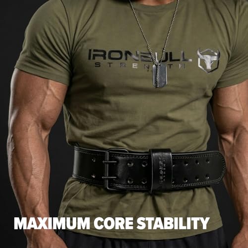 Black Medium Leather Weight Lifting Belt 4” Tapered Support for Powerlifting & Gym