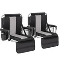 Black & Grey Padded Stadium Seat for Bleachers with Back Support - 2 Pack