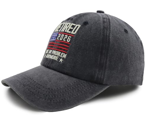 Retired 2026 Not My Problem Anymore Baseball Cap - Black, Adjustable Embroidered Denim Hat
