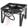 OutdoorMust Single Burner Square Propane Gas Stove with 10 PSI Regulator - Heavy Duty Camping and Cooking